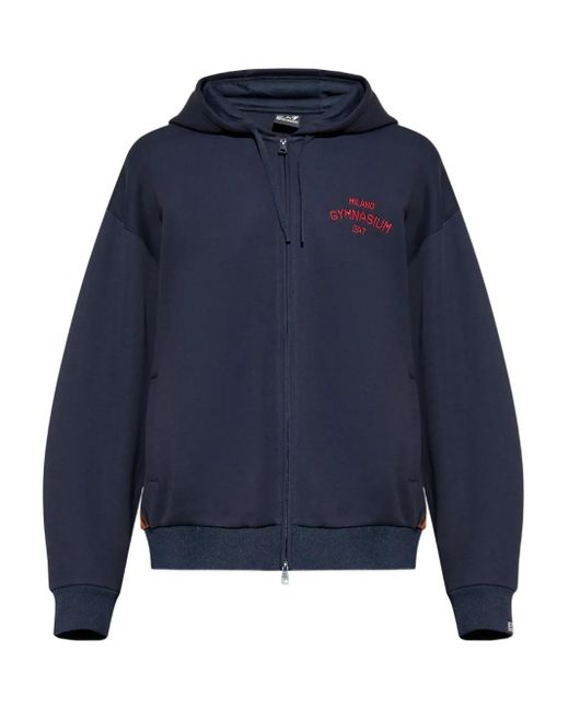 Felpa Con Cappuccio E Logo di EA7 in Blue da Uomo
