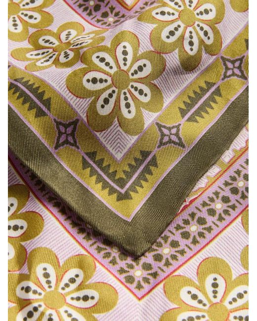 LaDoubleJ Metallic Floral-Print Silk Scarf