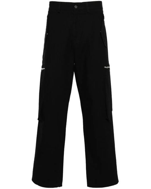 Represent Black Herringbone Straight-Leg Trousers for men