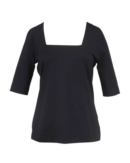 Akris Punto Black Square-Neck Blouse