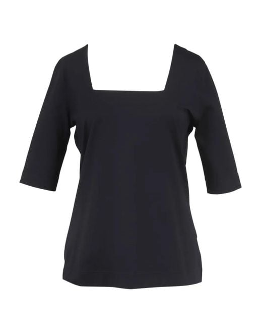 Akris Punto Black Square-Neck Blouse