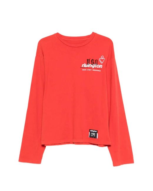 RRR123 Red Long-Sleeve Graphic T-Shirt for men