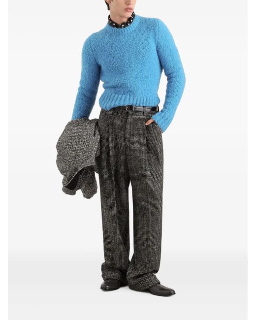 Dolce & Gabbana Blue Bouclé-Effect Pullover for men