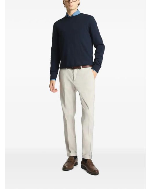 Fay Blue Crew-Neck Long-Sleeve Sweater for men