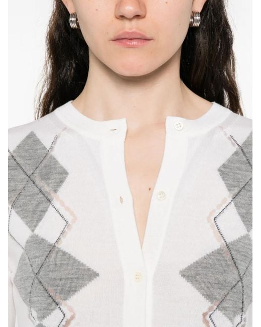 Ermanno Scervino White Diamond-pattern Cardigan