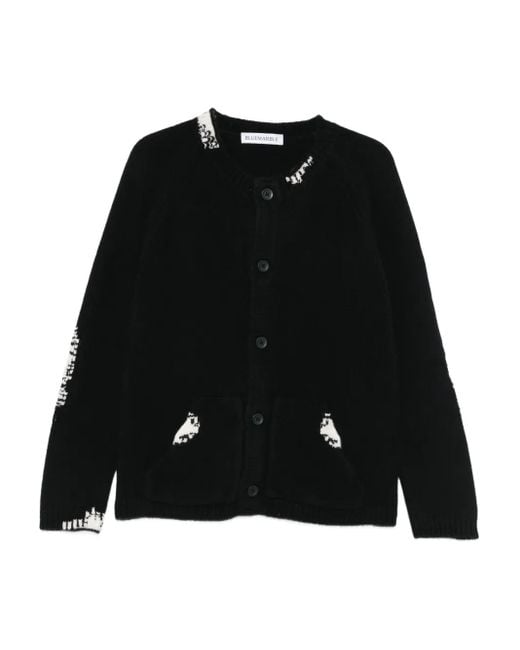 Bluemarble Black Wool Cardigan for men