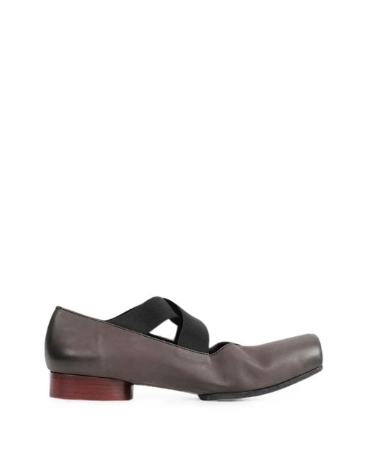Uma Wang White Cross-Strap Ballet Flats