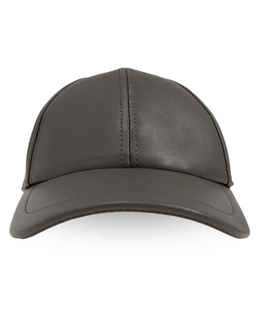 Yves Salomon Gray Leather Baseball Cap