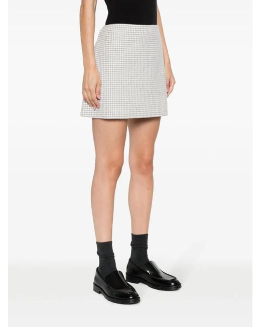Theory Gray Checked Wool Miniskirt
