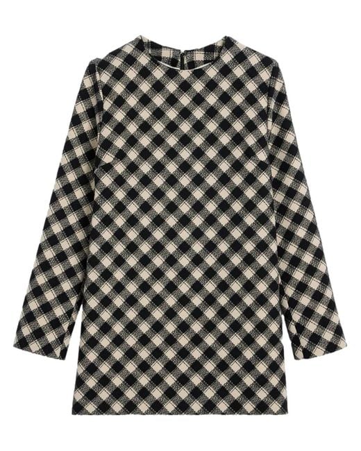 AMI Black Check-Pattern Mini-Dress
