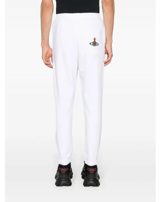 Vivienne Westwood White Orb-Embroidered Cotton Track Pants