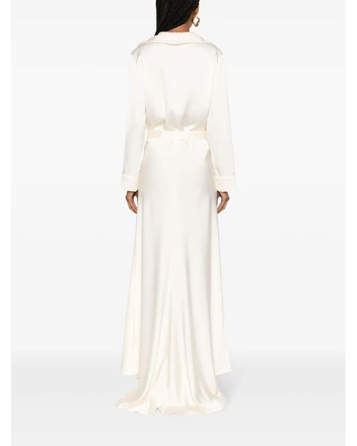 Philosophy Di Lorenzo Serafini White Notched-Lapels Satin-Finish Dress