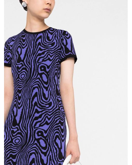 Moschino Blue Swirl-Pattern Knitted Minidress