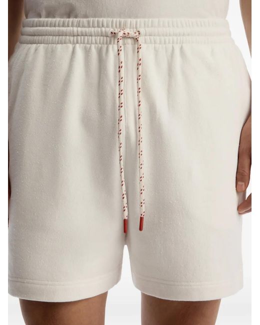 12 STOREEZ White Textured Terry Track Shorts for men