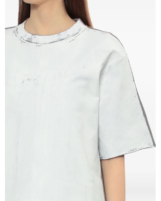 MM6 by Maison Martin Margiela White Raw-Edge Short-Sleeve Top