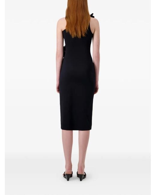 Coperni Black Robe Courte Asymétrique À Fleurs