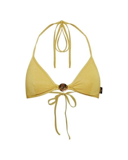 Moschino Metallic Smiley Lurex Jersey Triangle Bikini Top
