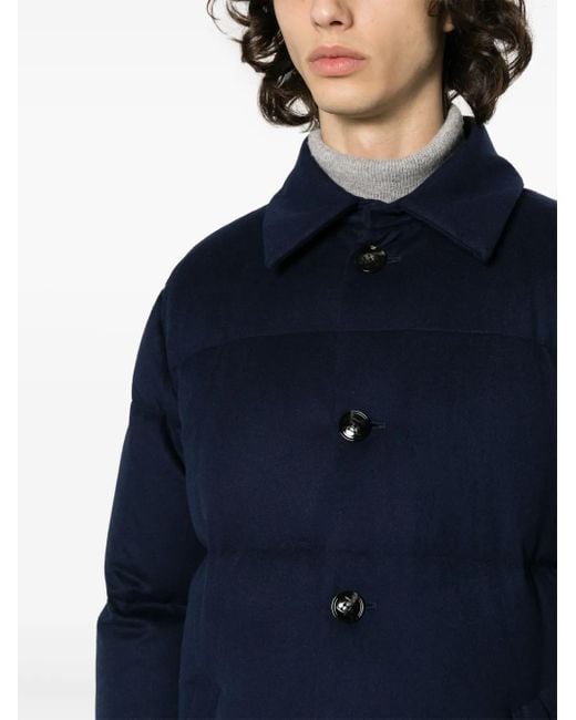 Kiton Blue Padded Cashmere-Blend Coat for men
