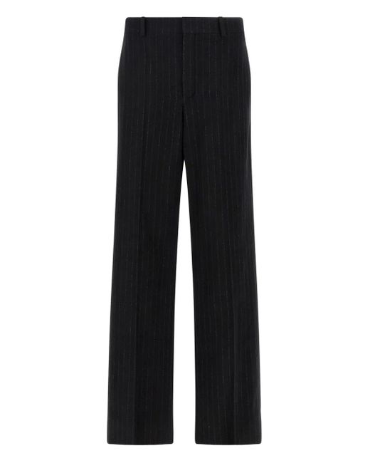Saint Laurent Black Pinstripe-Pattern Wool-Cashmere Blend Trousers for men