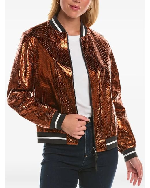 Brunello Cucinelli Brown Metallic-Effect Bomber Jacket