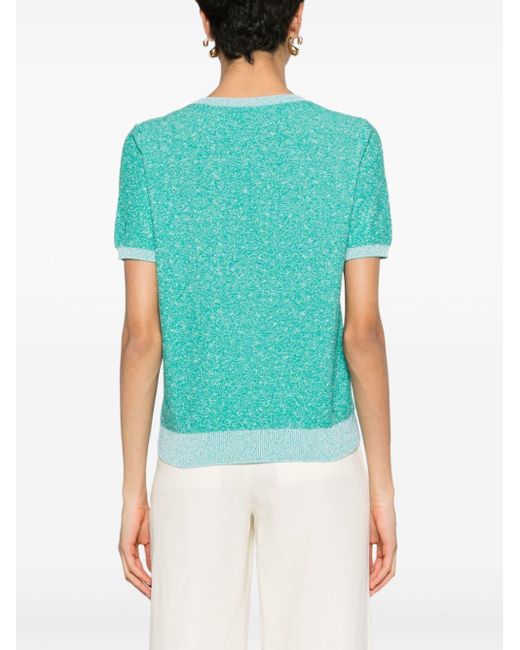 Jacob Cohen Blue Speckle-knit Short-sleeve T-shirt