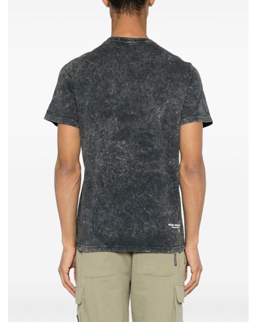 Moose Knuckles Logo-Print-T-Shirt mit Bleach-Effekt in Black für Herren