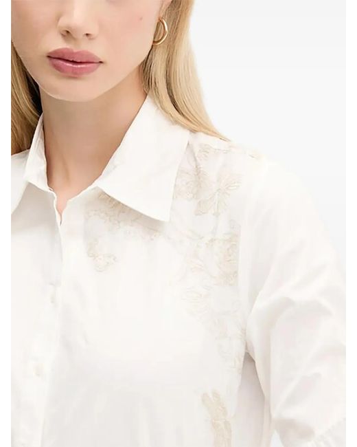 Desigual White Chemise Broidflo À Broderies