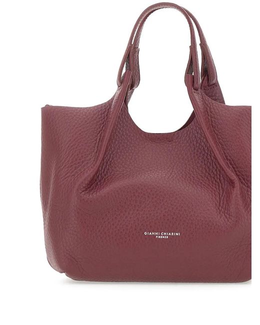 Gianni Chiarini Purple Dua Pebbled Leather Tote Bag