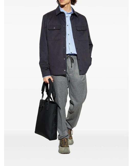 Moncler Blue Logo-Patch Shirt for men