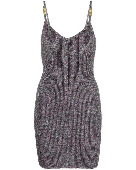 Gcds Gray Lurex Mini Dress