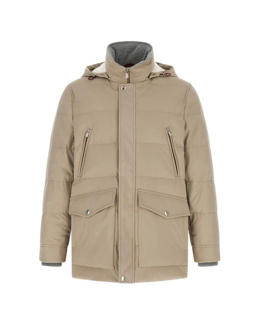 Brunello Cucinelli Natural Quilted Hooded Parka for men