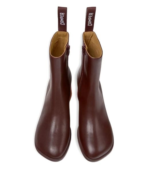 Bottines Twins En Cuir À Talon Géométrique Camper en coloris Brown