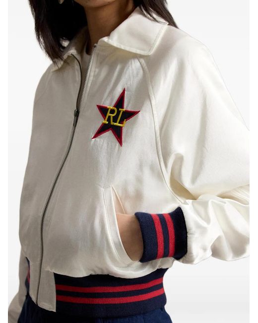 Polo Ralph Lauren White Star-Embroidered Bomber Jacket