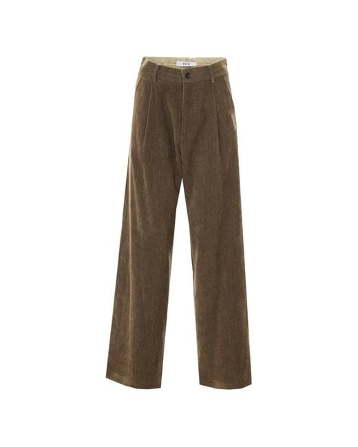 ELEH Natural Pleated Wide-Leg Trousers