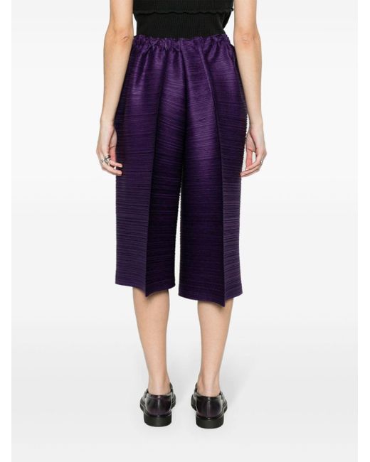 Pleats Please Issey Miyake Purple Thicker Bounce Cropped Trousers