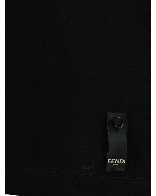 Polo Con Logo Bordado Fendi de hombre de color Black