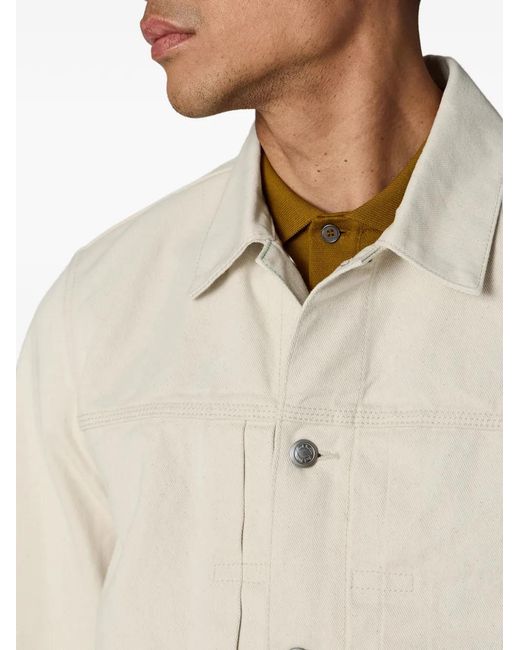 Paul Smith White Pleated-Detail Denim Jacket for men