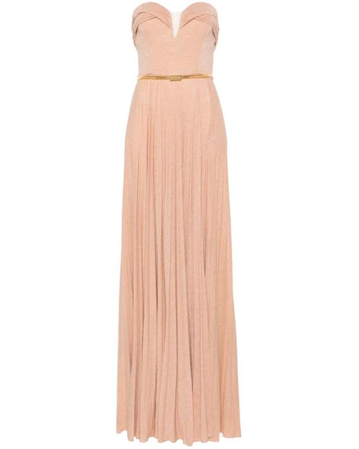 Elisabetta Franchi ベルテッド マキシドレス Natural
