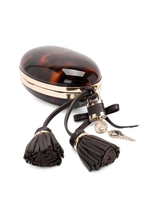 Self-Portrait Black Tortoiseshell-Effect Clutch Bag