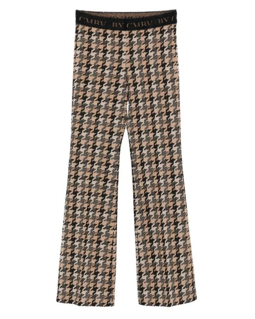 Cambio Gray Houndstooth-Pattern Flared Trousers