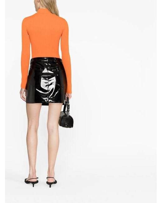 Courreges Orange Haut En Maille À Col Montant