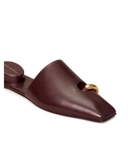 Tory Burch Brown Pierced Leather Slippers
