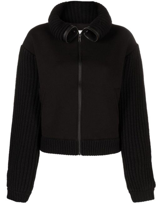 Essentiel Antwerp Wool Knit-sleeve Detail Bomber Jacket in Black | Lyst