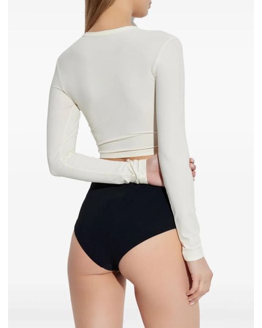 Jil Sander White Logo-Print Bikini Top