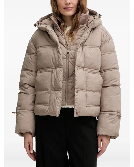 Guess Brown Hooded Quilted Jacket