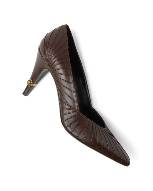 Versace Brown Gianni Leather Pumps 90 Mm