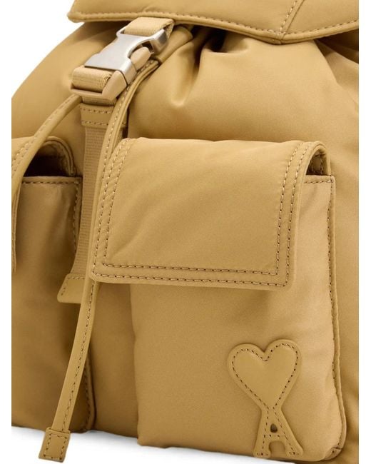 AMI Natural Small Nylon Marcel Flap Backpack