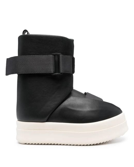 Rick Owens Black Buckled Leather Ankle Boots