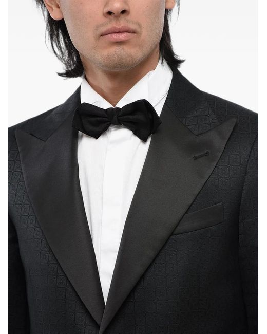 Corneliani Blue Jacquard Satin-Lapel Blazer for men
