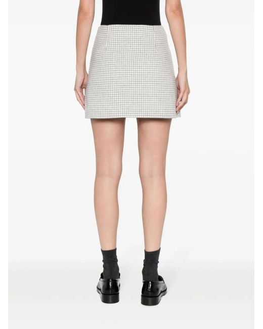 Theory Gray Checked Wool Miniskirt